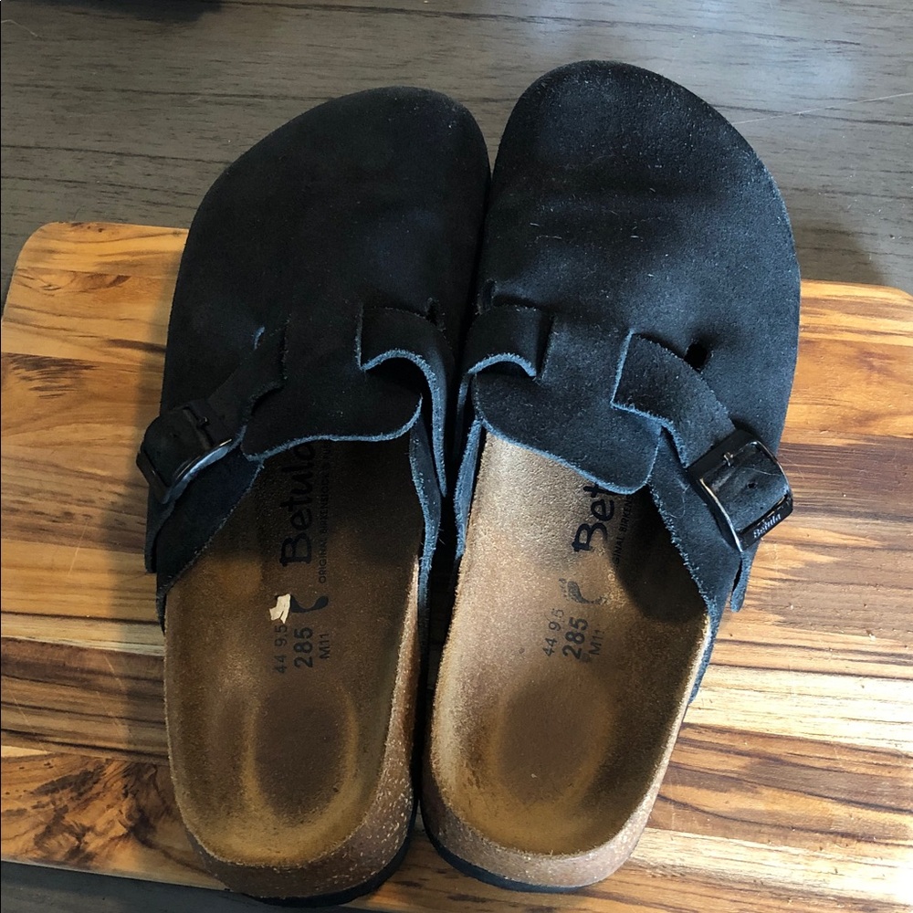 Birkenstock Black Suede Boston Clogs - Picture 6 of 7